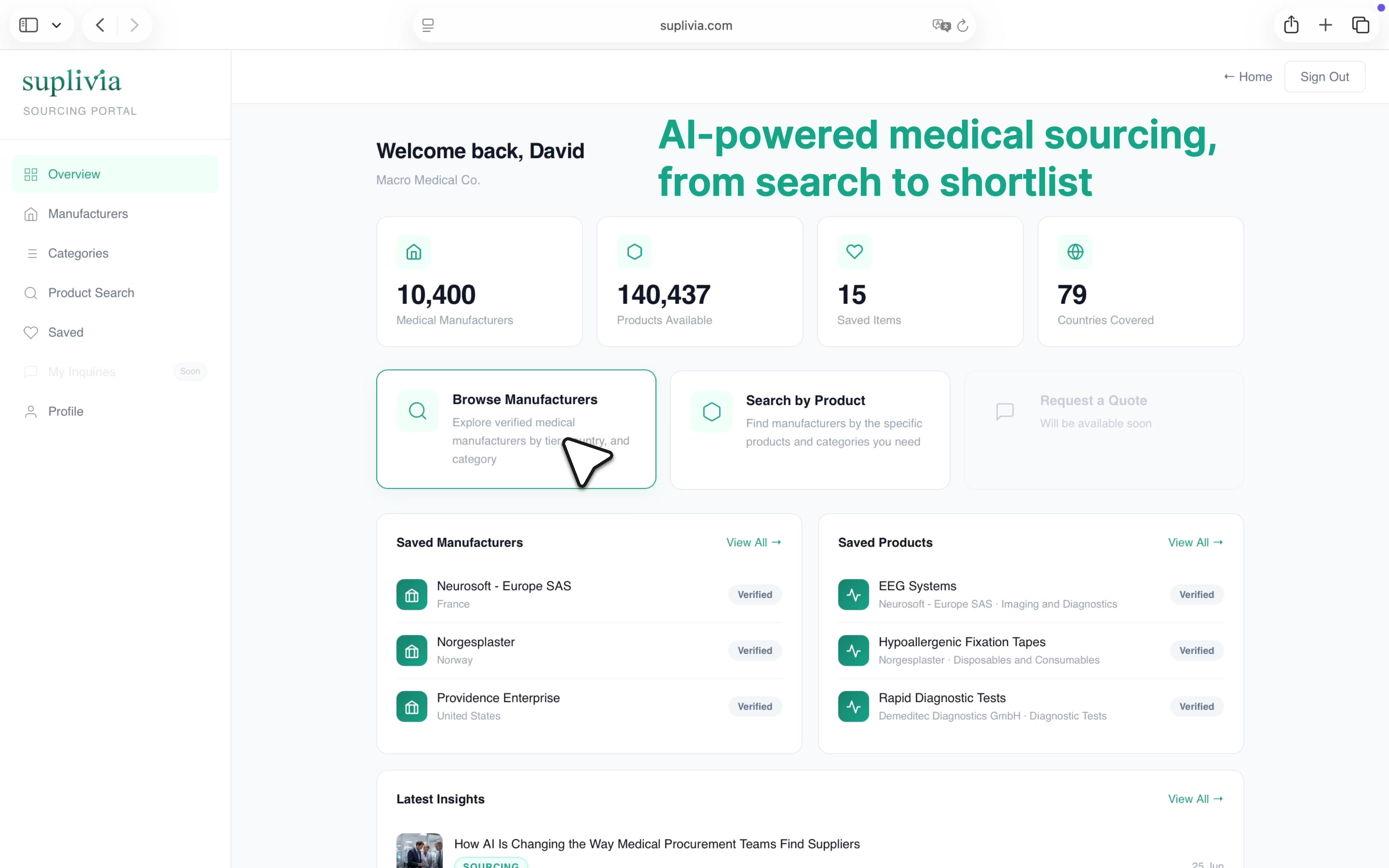 Suplivia AI Smart Sourcing demo preview